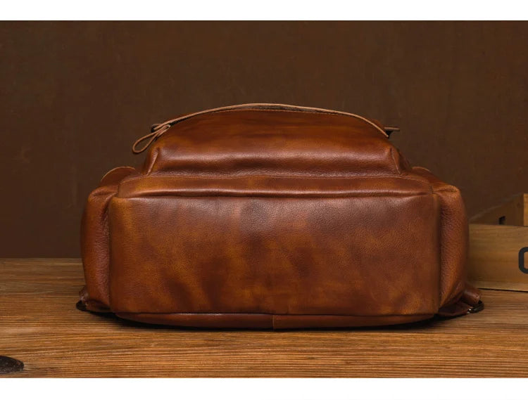 Vegitable Tanned Brown Rucksack Leather Backpack