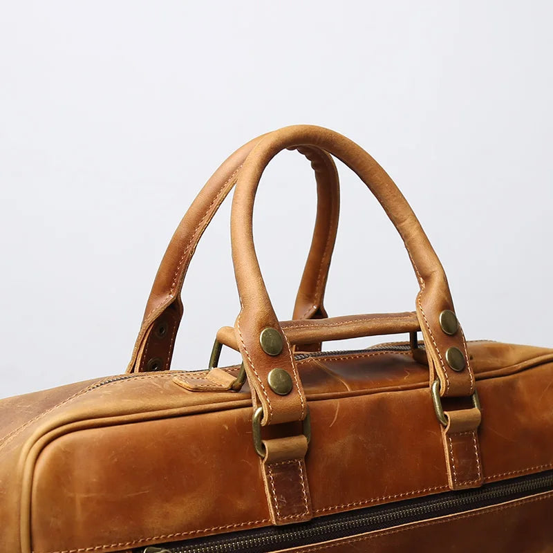 Large Capacity Crazy Horse Leather Business Briefcase