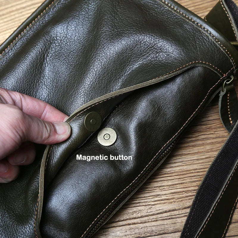 Top Layer Cowhide Unisex Leather Crossbody Bag