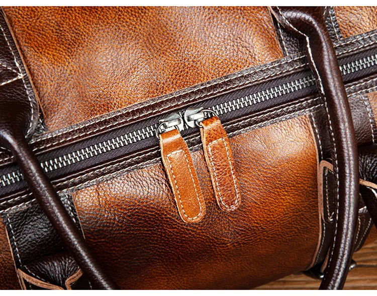 Top Layer Mens Vintage Leather Duffle Bag