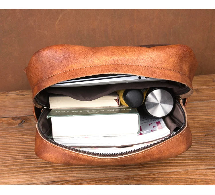 Vegitable Tanned Brown Rucksack Leather Backpack