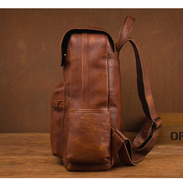 Vegitable Tanned Brown Rucksack Leather Backpack
