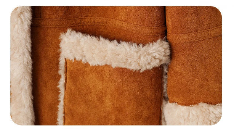 Tan Brown Genuine Leather Jacket With Faux Fur