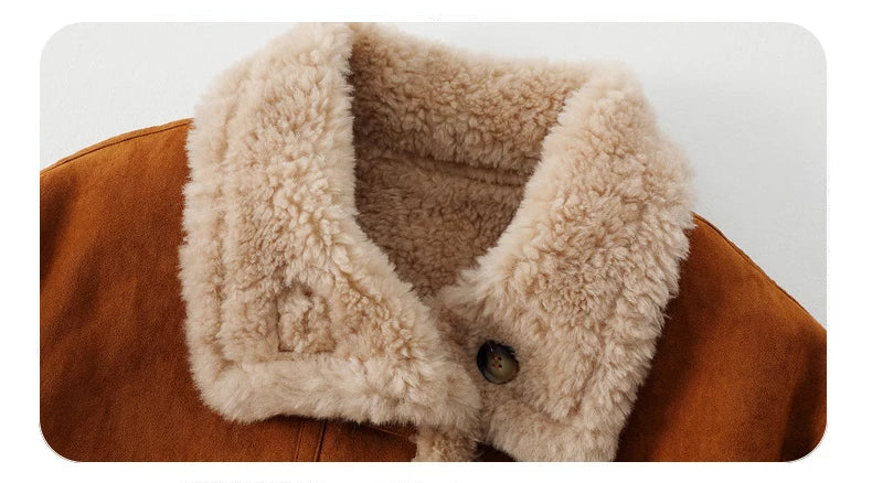 Tan Brown Genuine Leather Jacket With Faux Fur