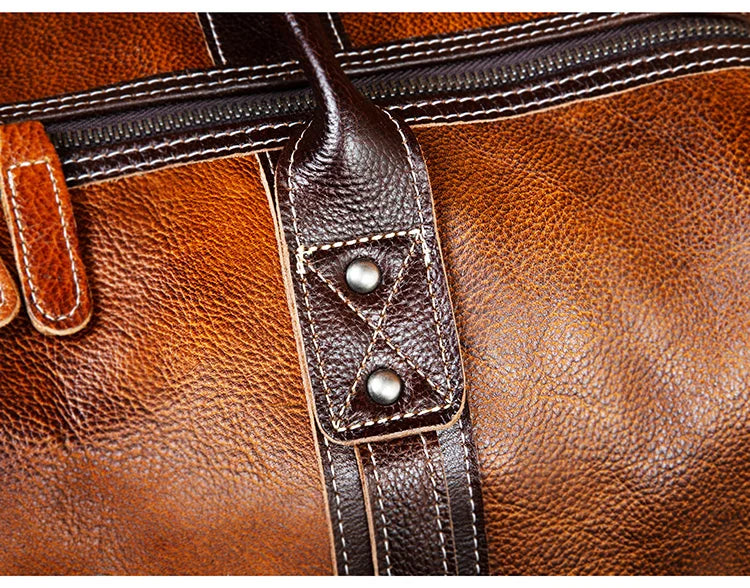 Top Layer Mens Vintage Leather Duffle Bag