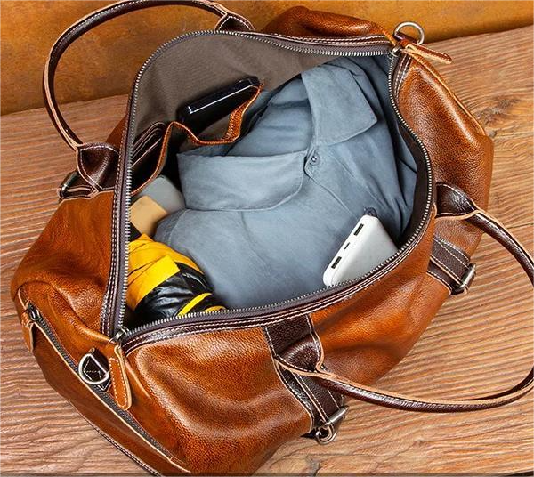 Top Layer Mens Vintage Leather Duffle Bag