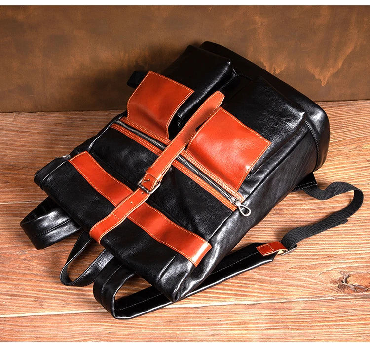 Large Capacity Business Leather Flap Backpack