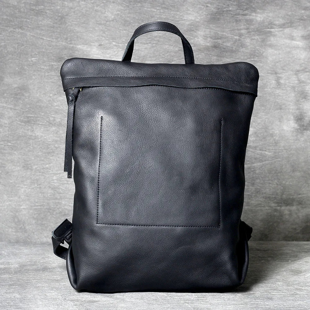 Unisex Black Leather Luxury Work Backpack