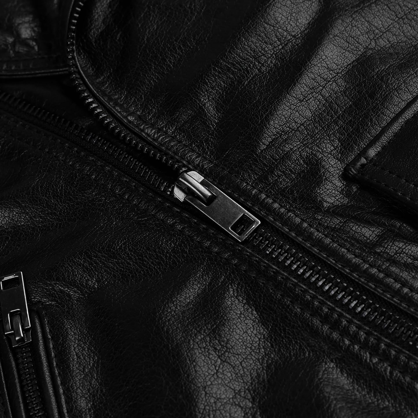 Distressed Black Motorcycle Leather Jacket
