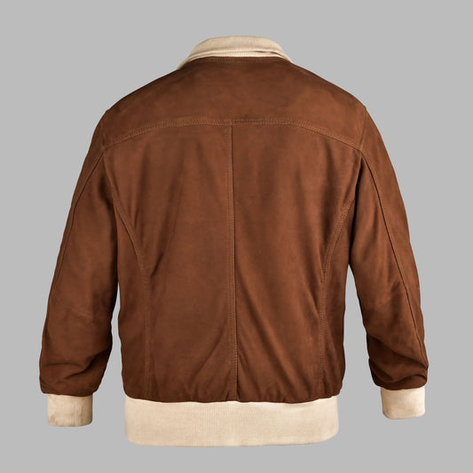 Premium Brown Suede Bomber Jacket