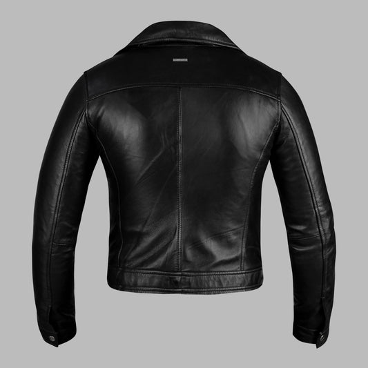 Black Leather Motorcycle Jacket For Men