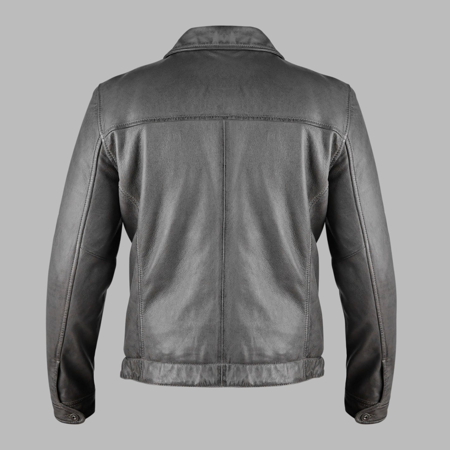 Grey Biker Leather Jacket For Mens