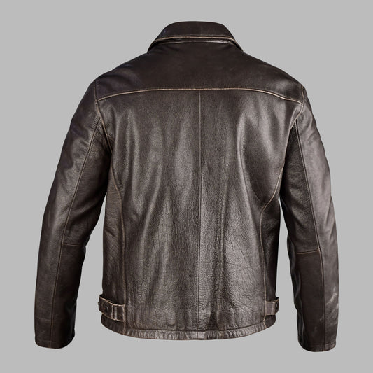 Dark Brown Vintage Leather Biker Jacket