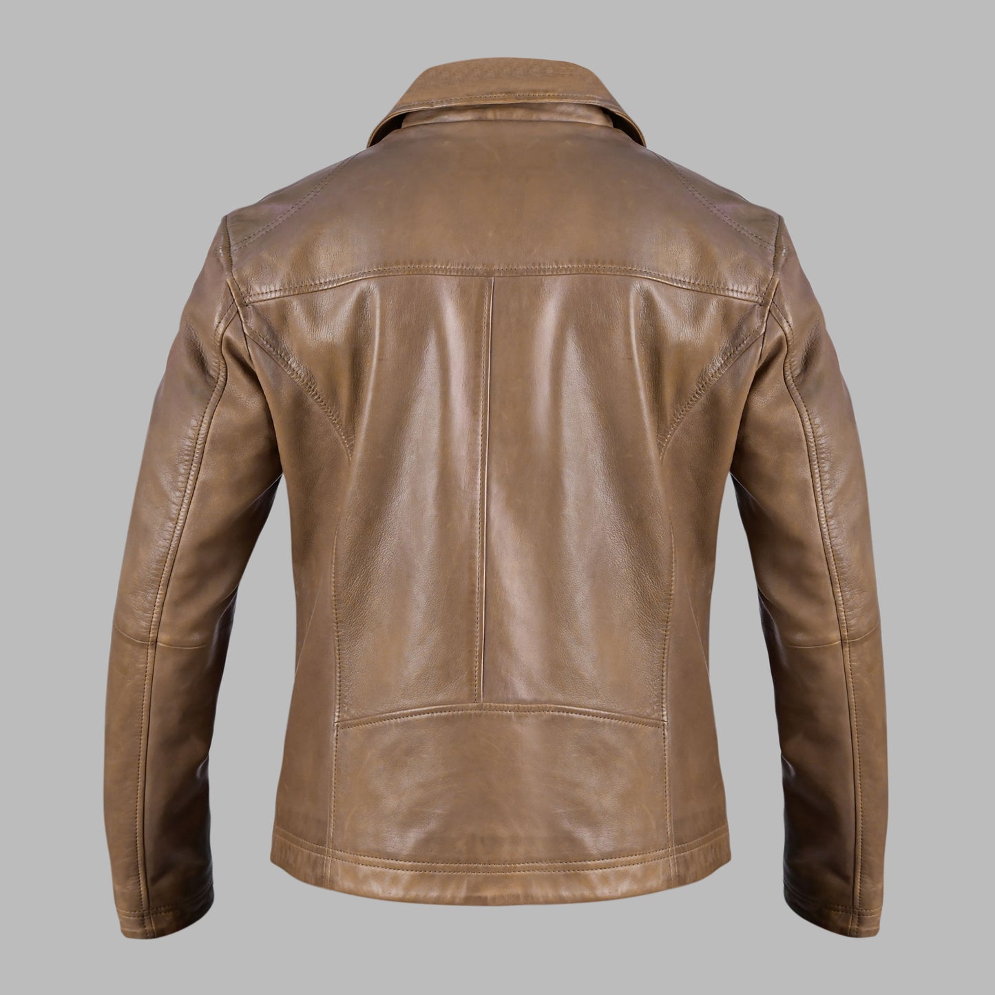 Mens Tan Brown Leather Biker Jacket