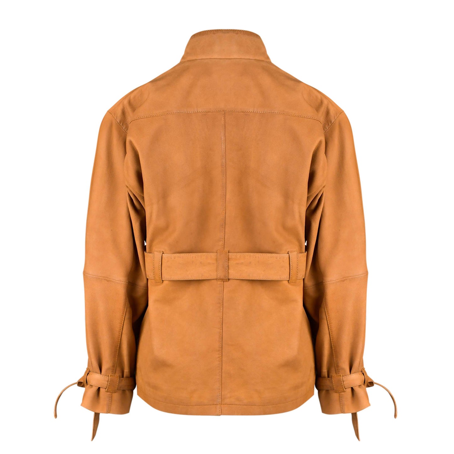 Tan Brown Leather Trench Coat For Women