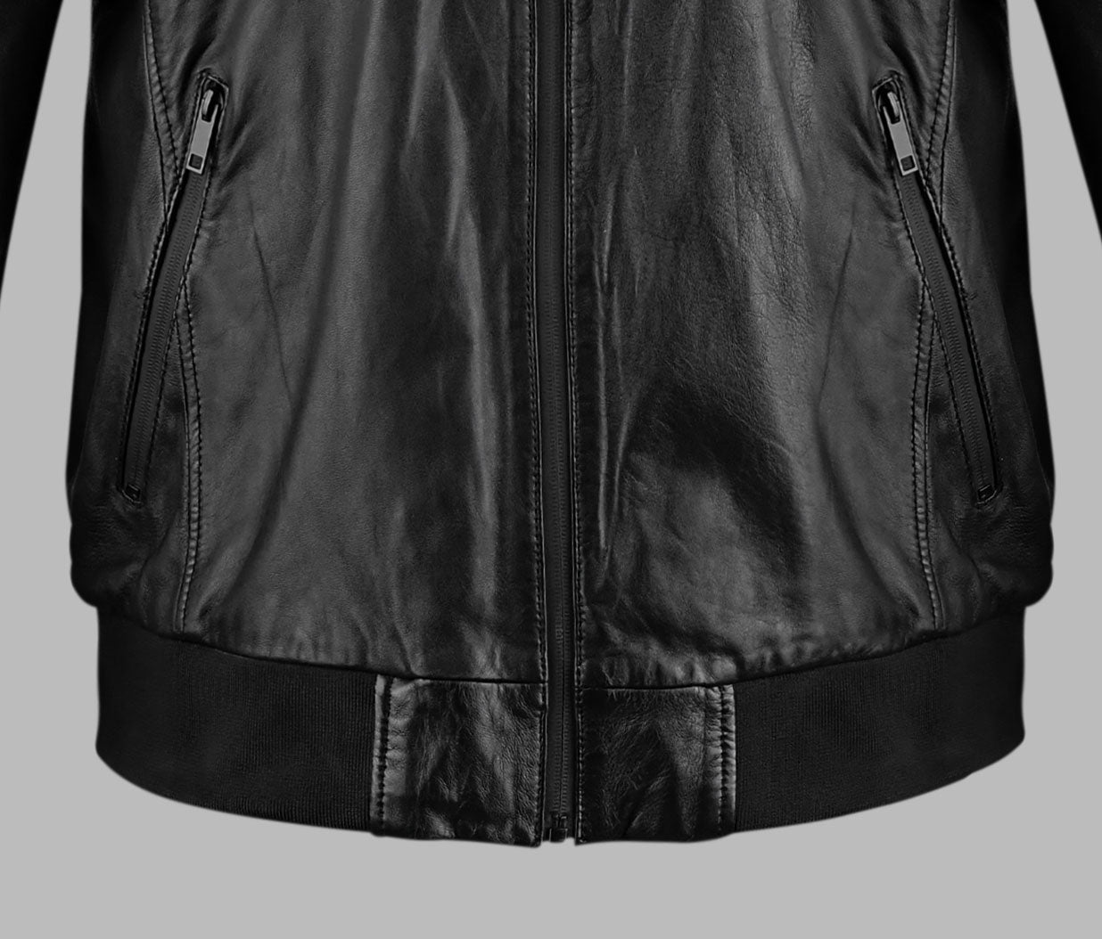 Bomber Black Leather Jacket for Men