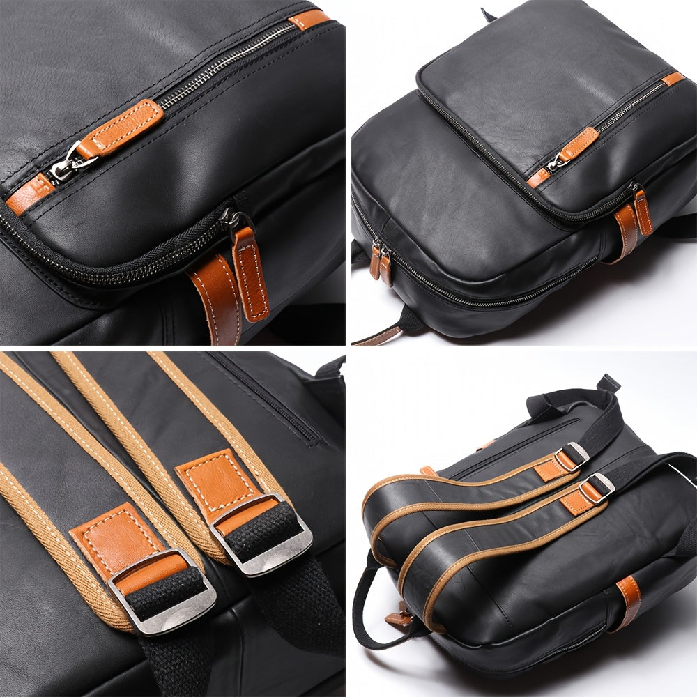 Unisex Ultra Soft Black Leather Work Backpack