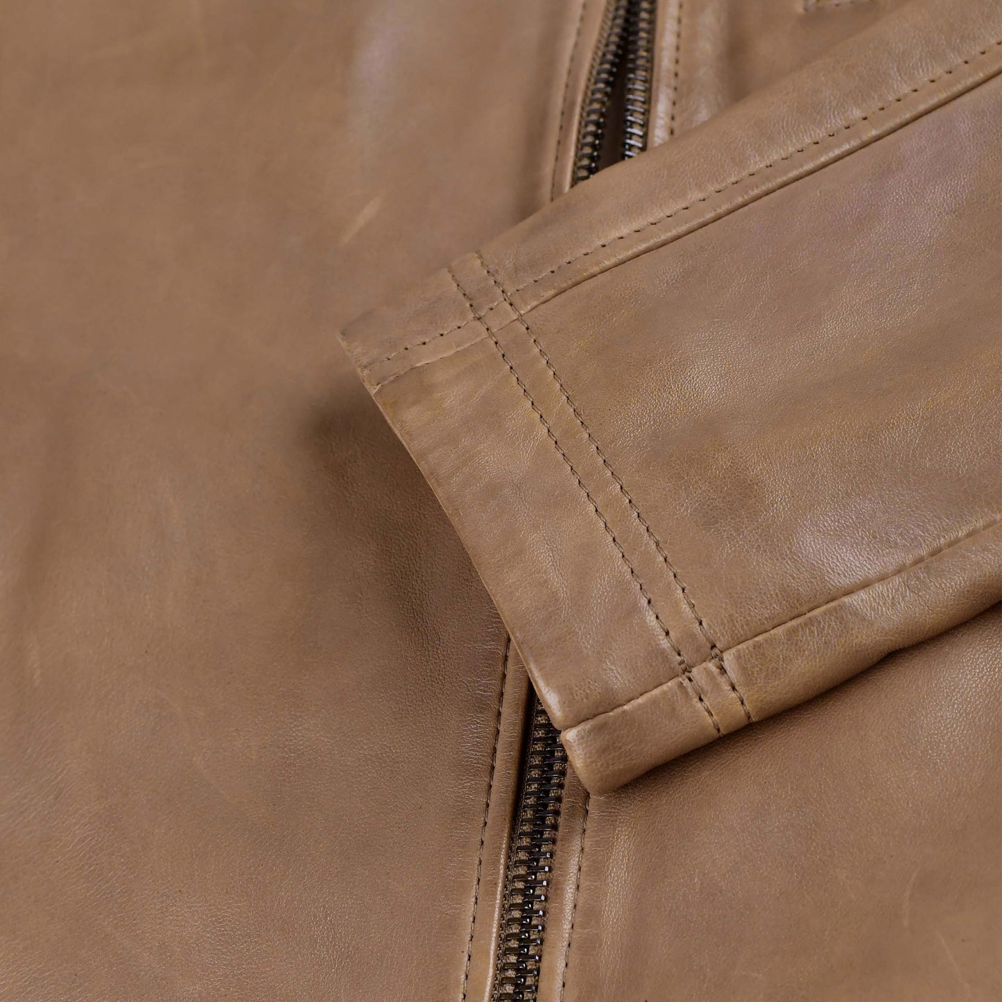 Mens Tan Brown Leather Biker Jacket