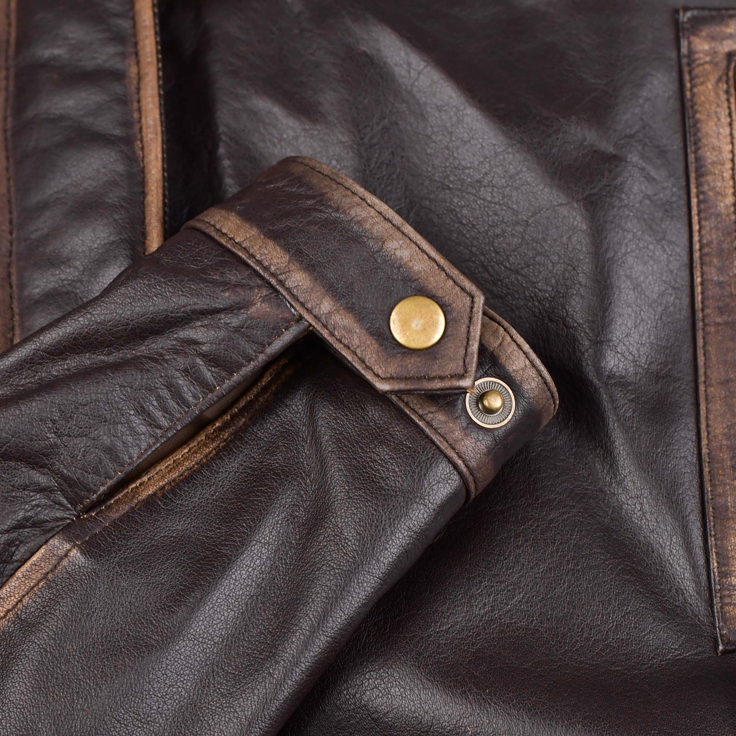 Distressed Leather Motorcycle Jacket Mens