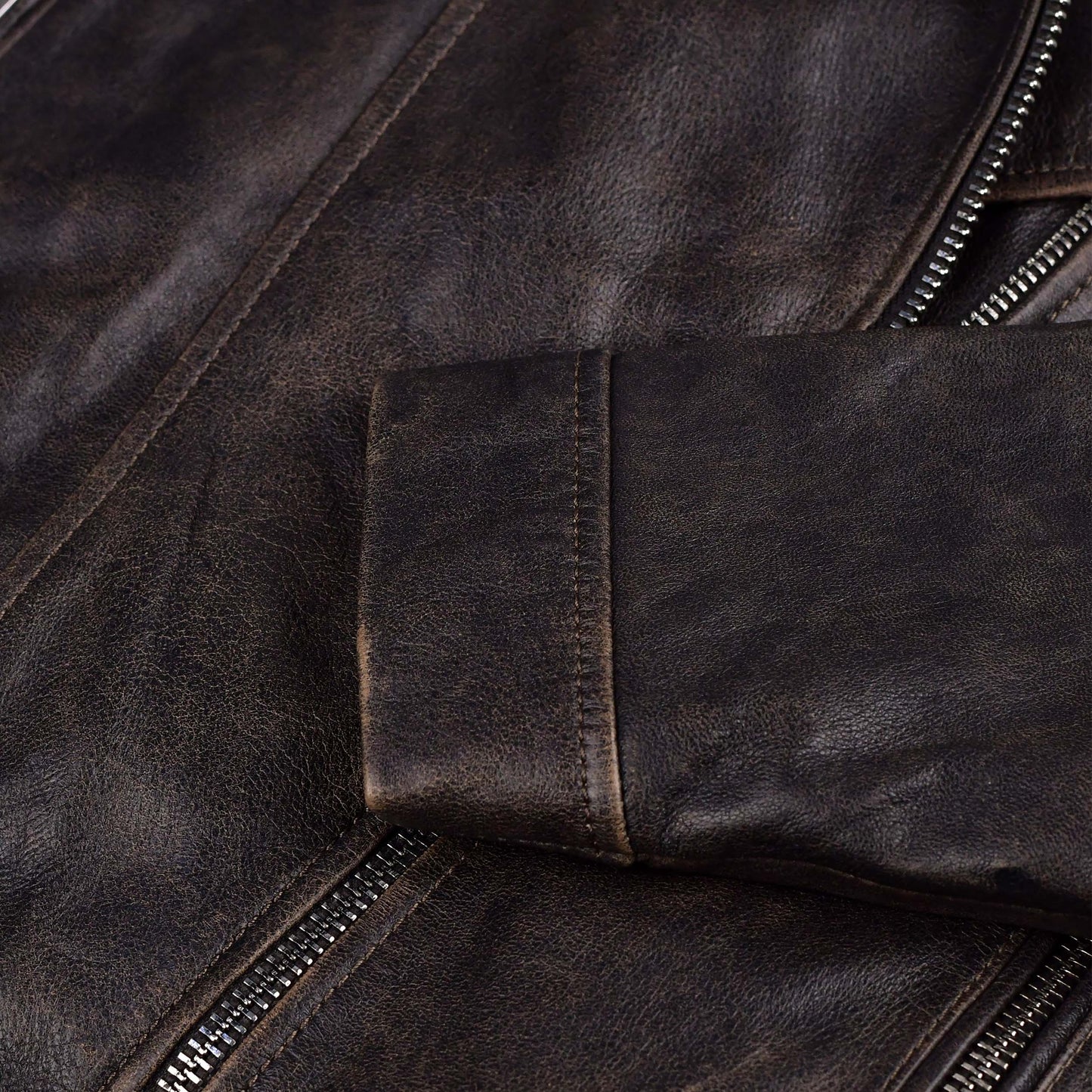 Women Brown Distressed Leather Biker Jacket