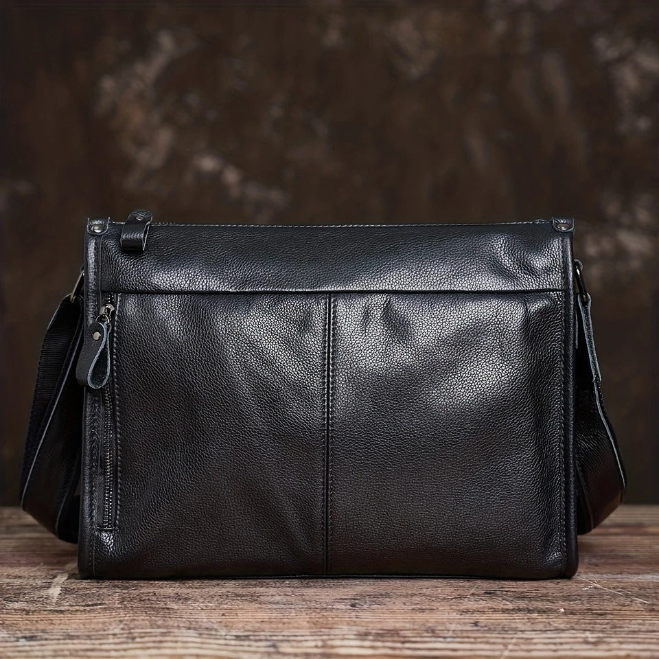 Mens Black Leather Laptop Work Bag