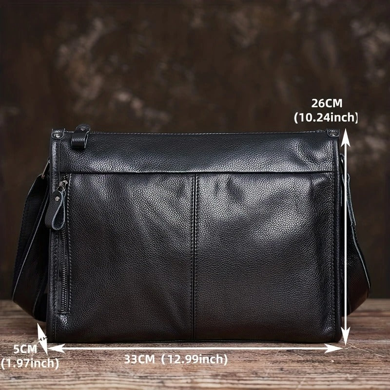 Mens Black Leather Laptop Work Bag