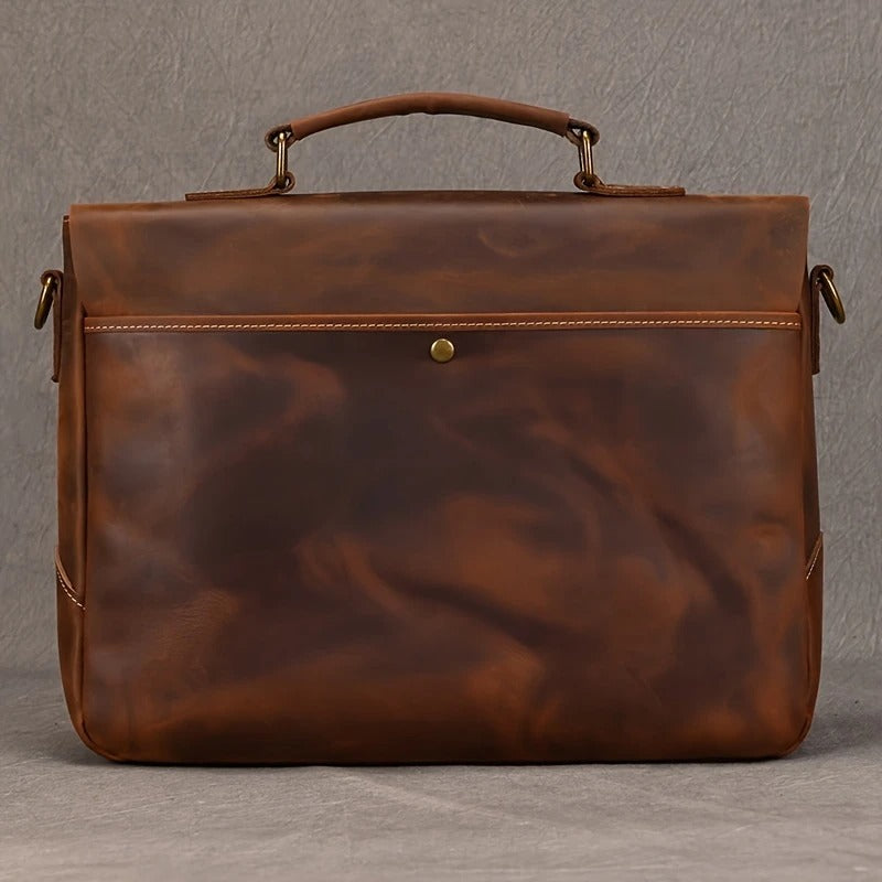 Top Layer Mens Leather Laptop Satchel Bag