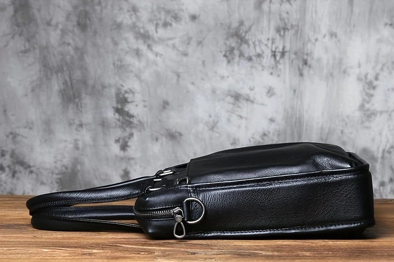 Unisex Ultra Soft Leather Vertical Laptop Bag