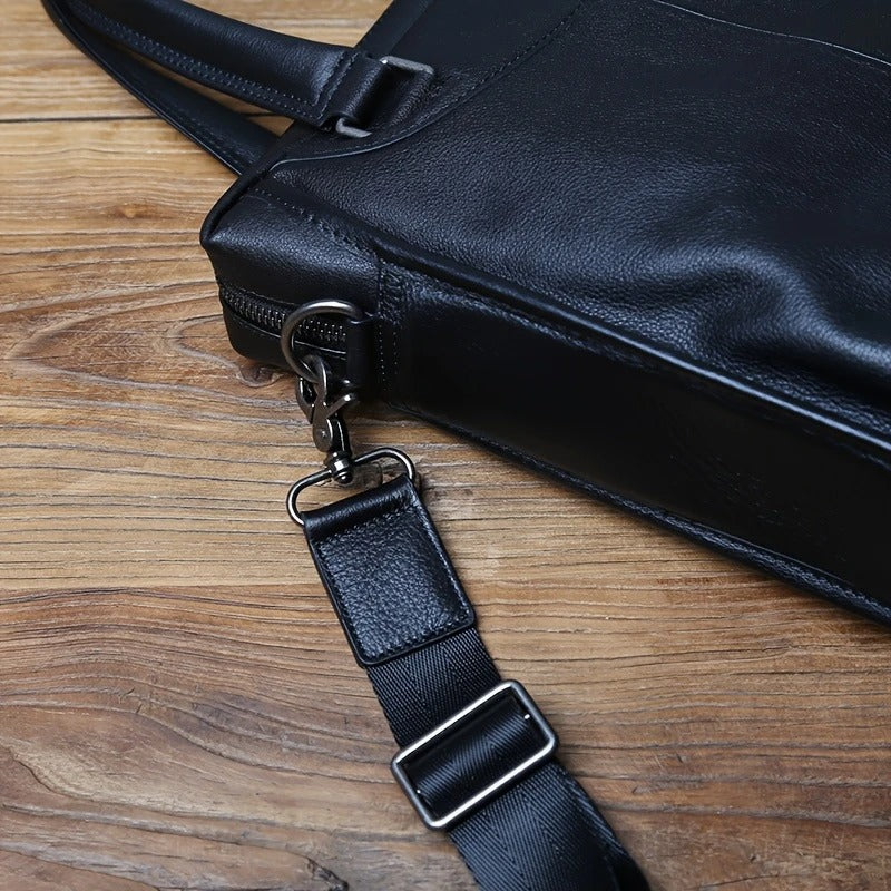 Unisex Ultra Soft Leather Vertical Laptop Bag