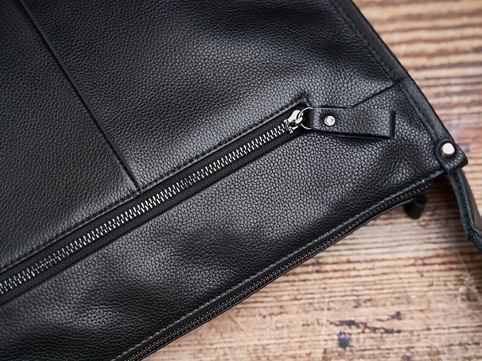 Mens Black Leather Laptop Work Bag
