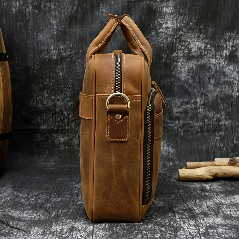 Top Layer Mens Leather Laptop Shoulder Bag