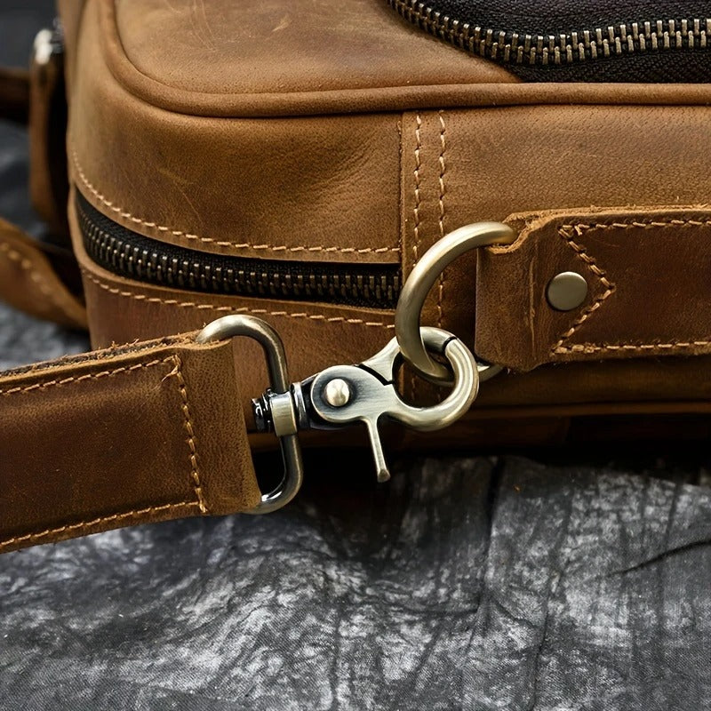 Top Layer Mens Leather Laptop Shoulder Bag