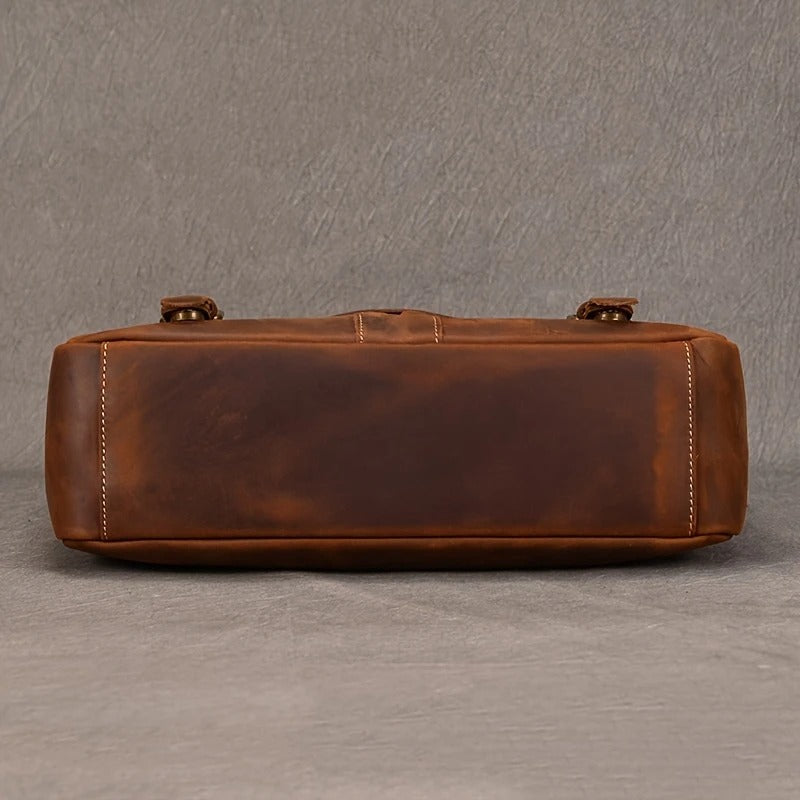 Top Layer Mens Leather Laptop Satchel Bag