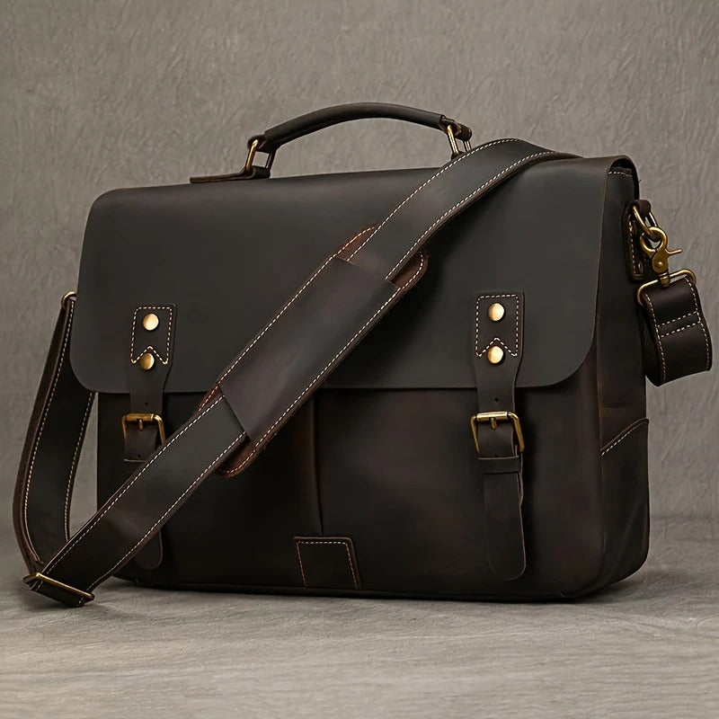Top Layer Mens Leather Laptop Satchel Bag