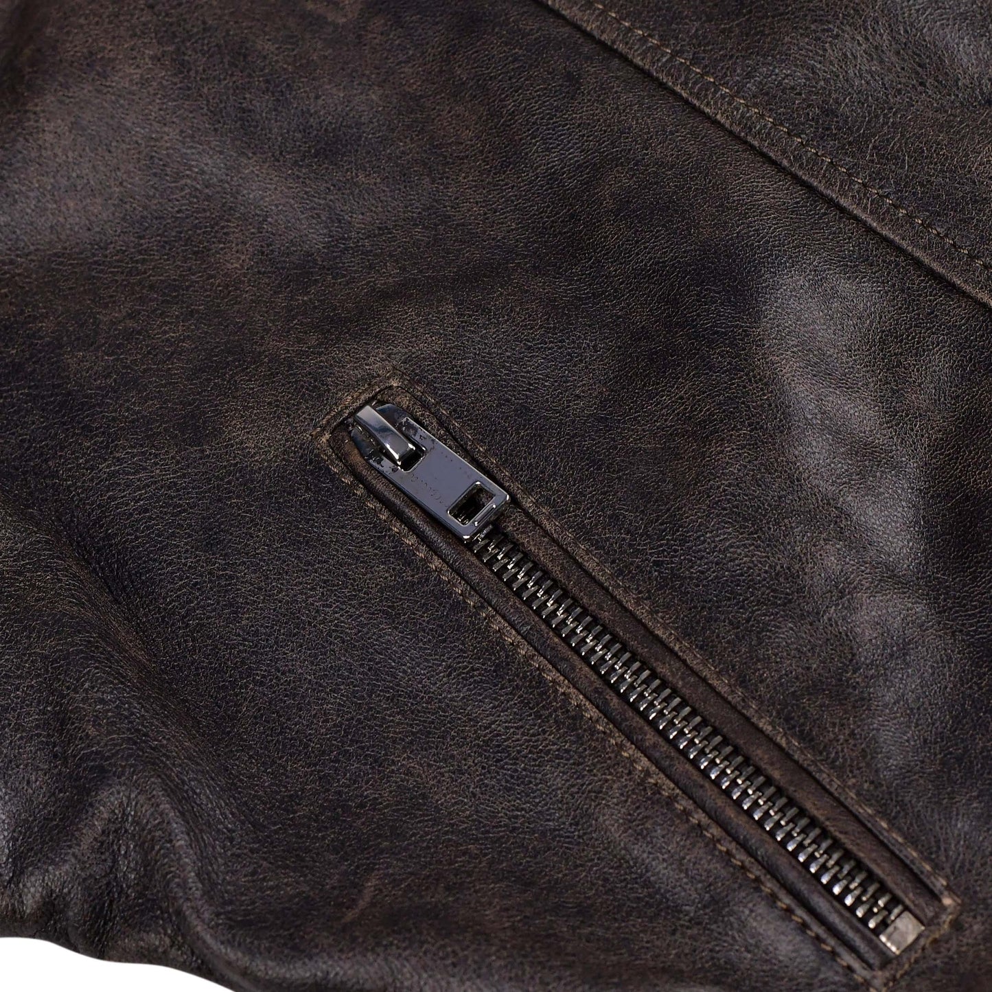 Women Brown Distressed Leather Biker Jacket