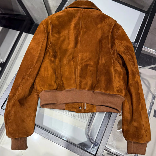 Vintage Leather Bomber Jacket Womens