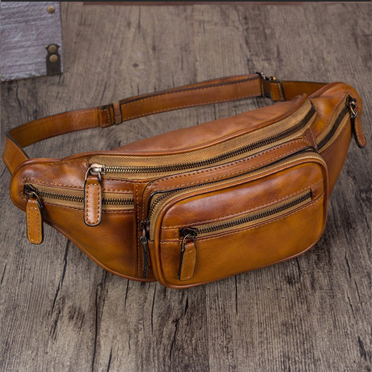 Vintage Leather Waist Bag For Mens And Women