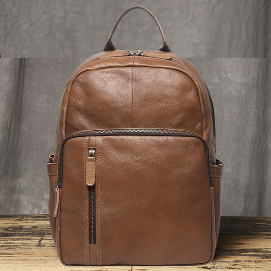 Unisex Ultra Soft Brown Leather Work Backpack