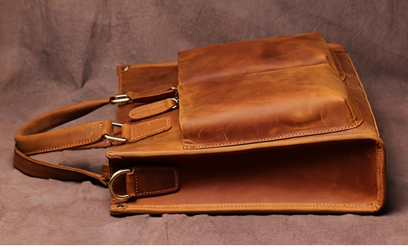 Vintage Top Layer Mens Leather Office Bag