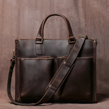 Vintage Top Layer Mens Leather Office Bag
