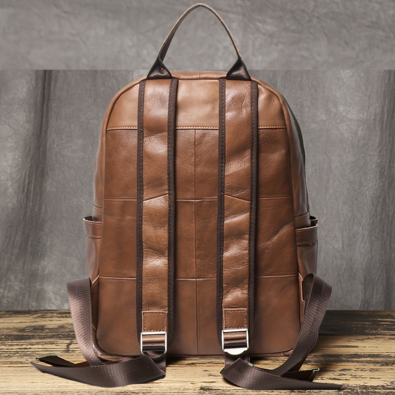Unisex Ultra Soft Army Green Leather Work Backpack