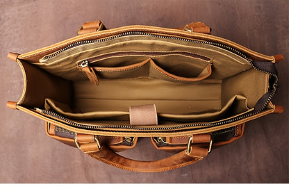 Vintage Top Layer Mens Leather Office Bag