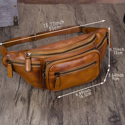 Vintage Leather Waist Bag For Mens And Women