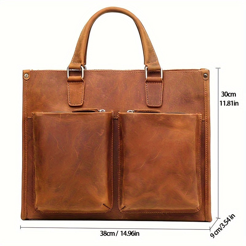 Vintage Top Layer Mens Leather Office Bag
