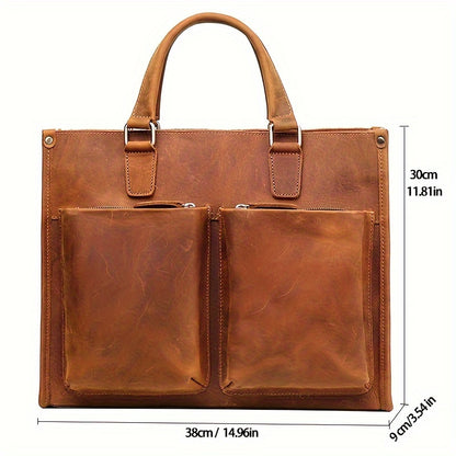 Vintage Top Layer Mens Leather Office Bag
