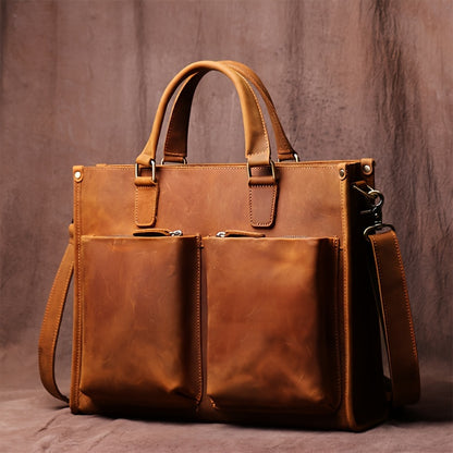 Vintage Top Layer Mens Leather Office Bag