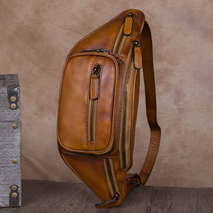 Vintage Leather Waist Bag For Mens And Women