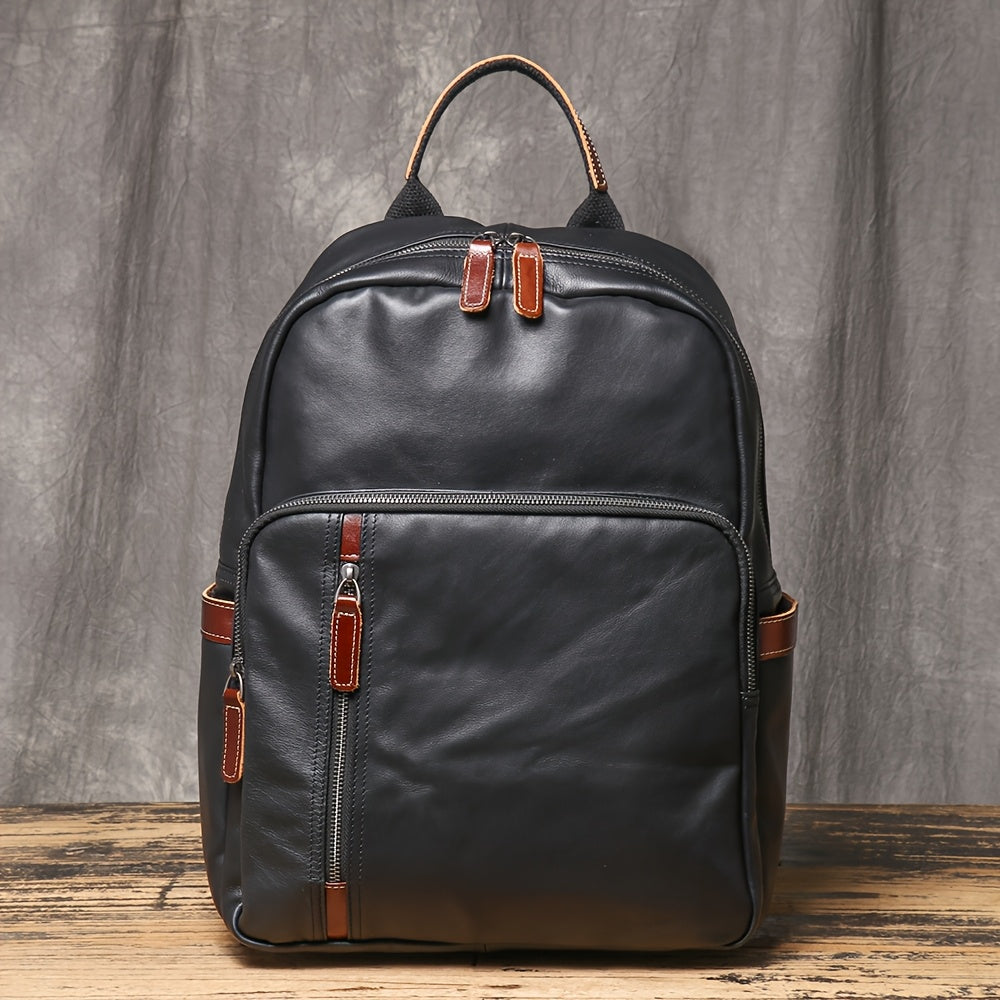 Unisex Ultra Soft Army Green Leather Work Backpack