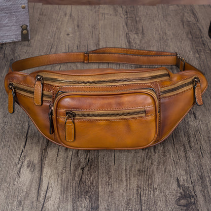 Vintage Leather Waist Bag For Mens And Women