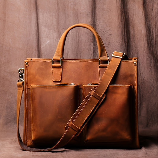 Vintage Top Layer Mens Leather Office Bag